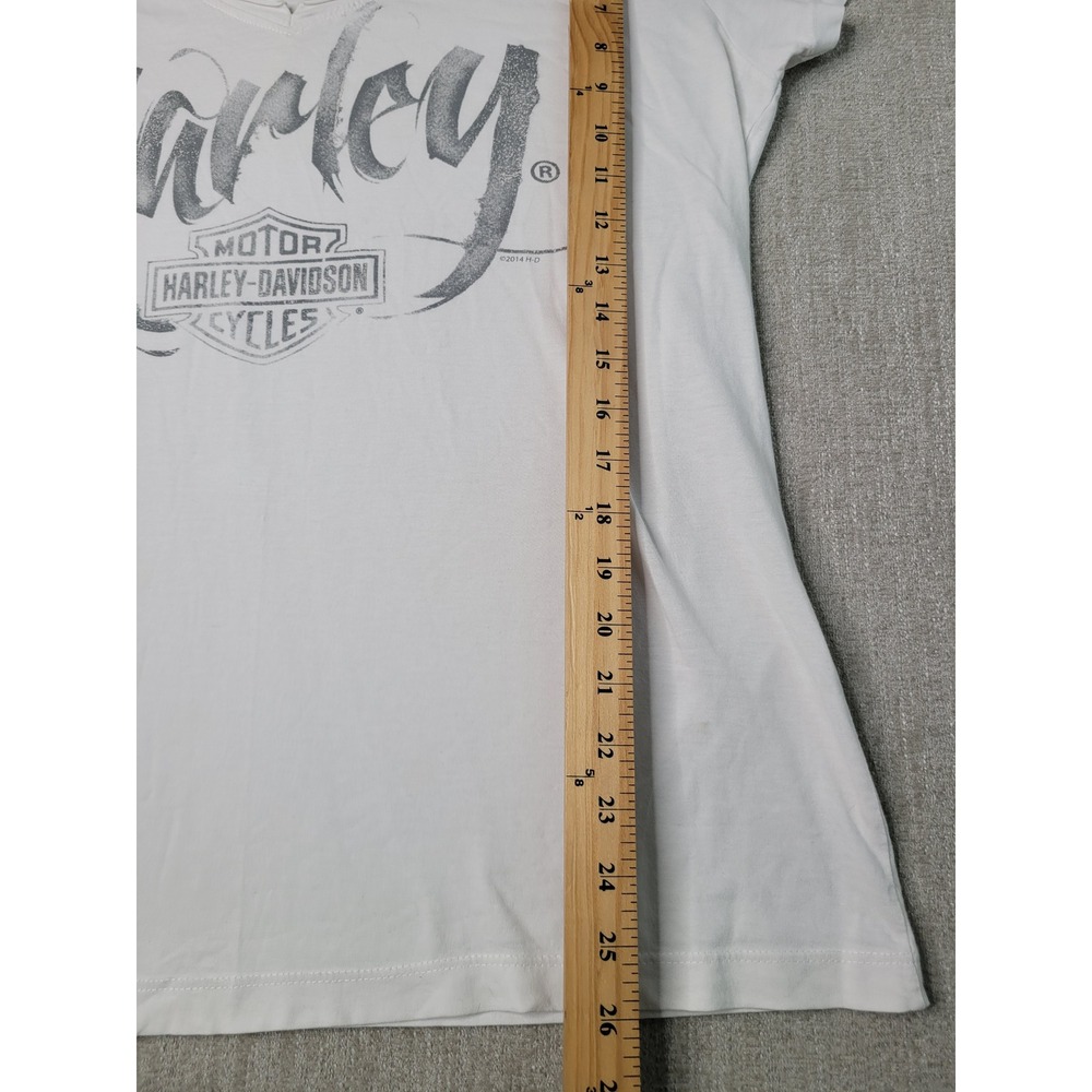 Harley-Davidson Graphic Shirt Women XL White V-Neck Short Sleeve‎ Tifton Georgia - Picture 6 of 9